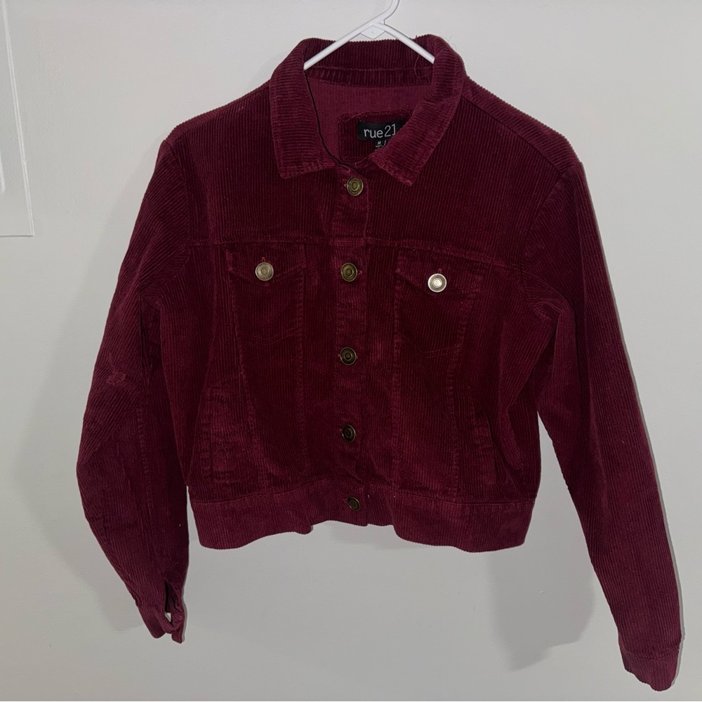 rue21 Vintage Style Corduroy Button-Up Jacket - Dark Red - Medium